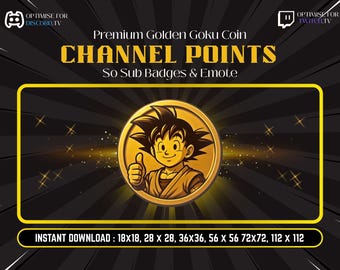 Anime Golden Coin Channel Points Icon | Twitch Stream Overlay Badge | Instant Digital Download