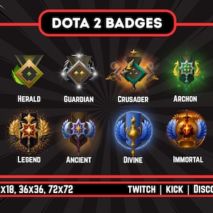 Dota 2 Rank Badges: Herald to Immortal Icons (Digitaler Download)