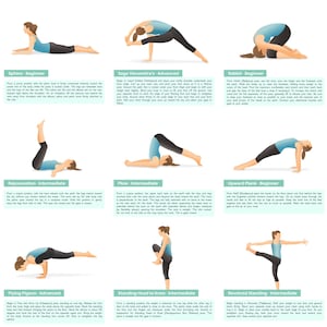 Chakra yoga poses, beginner/advanced yoga poses poster, chakra yoga asana chart, asanas poster, chakra poster,yoga teacher tools, yoga guide