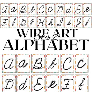 Printable Wire Alphabet Template, Cursive letter template for wire art, alphabet wire name, mesh names uppercase&lowercase wire art alphabet