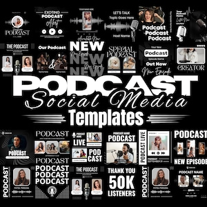 Podcast Post & Stories Instagram Canva Templates - Post Template for Podcast - Instagram Templates Canva Editable Content Creator
