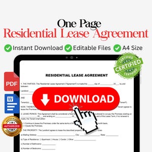 Lease agreement, rental contract, Room rental agreement, Lease Contract Template, Residential Housing Agreement, Landlord Forms