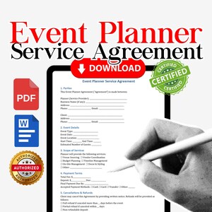 Event planner contract, event planning agreement, event coordinator contract, event planner service agreement. wedding planner contract