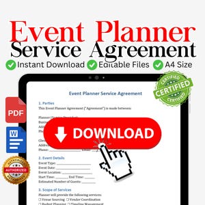 Event coordinator contract, Event planning agreement, Event planner contract, event planner service agreement. wedding planner contract