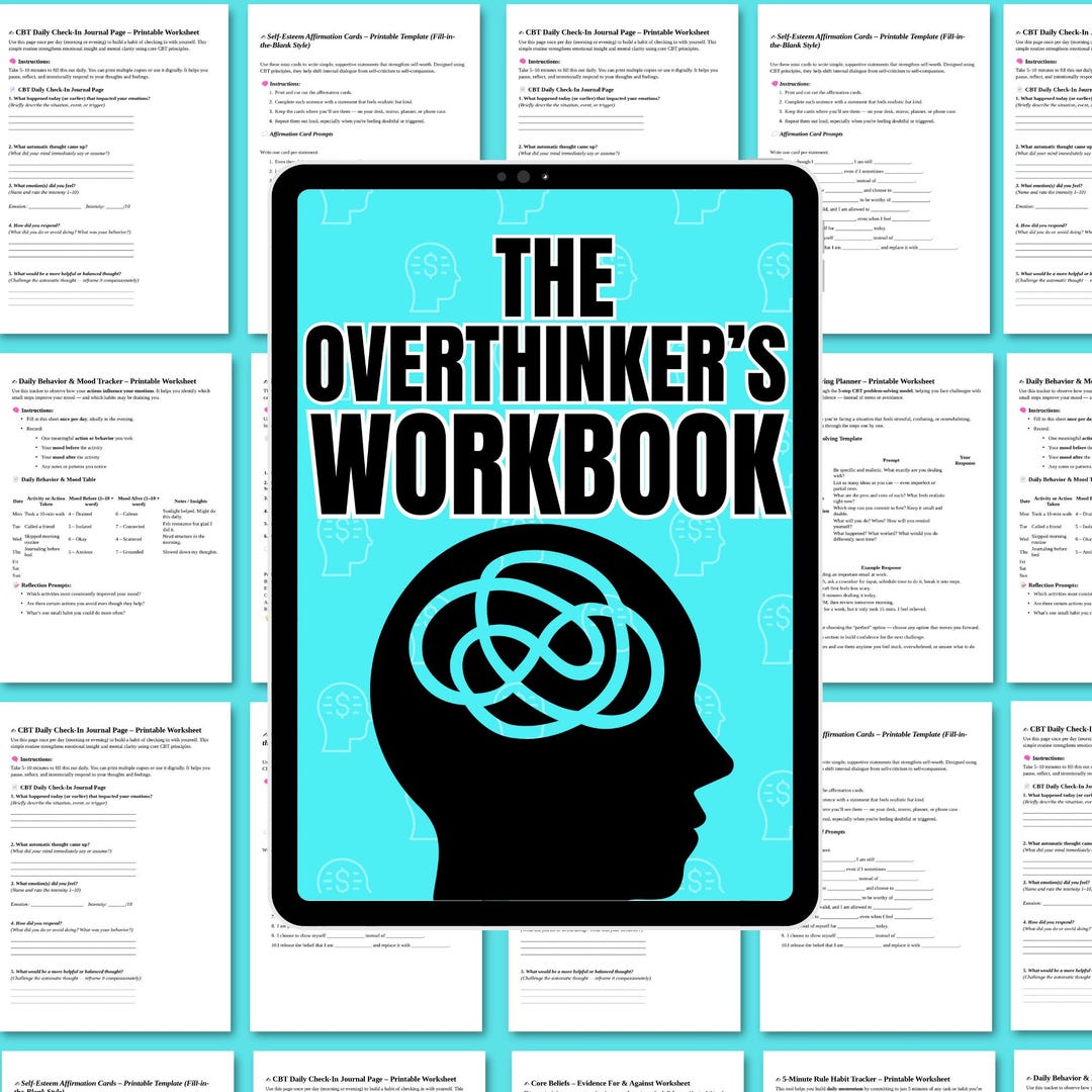 Stop Overthinking Workbook PDF Printable Digital Anxiety Workbook ...