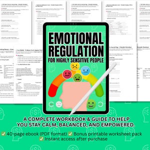 Emotional Regulation Workbook for Adults & Teens | Mindfulness, self-care, anxiety relief, self-regulation, therapy worksheet, PTSD,DBT,CBT