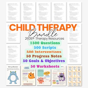 Paquete de terapia infantil, objetivos del terapeuta infantil, preguntas sobre terapia infantil, intervención terapéutica infantil, guiones de terapia para adolescentes