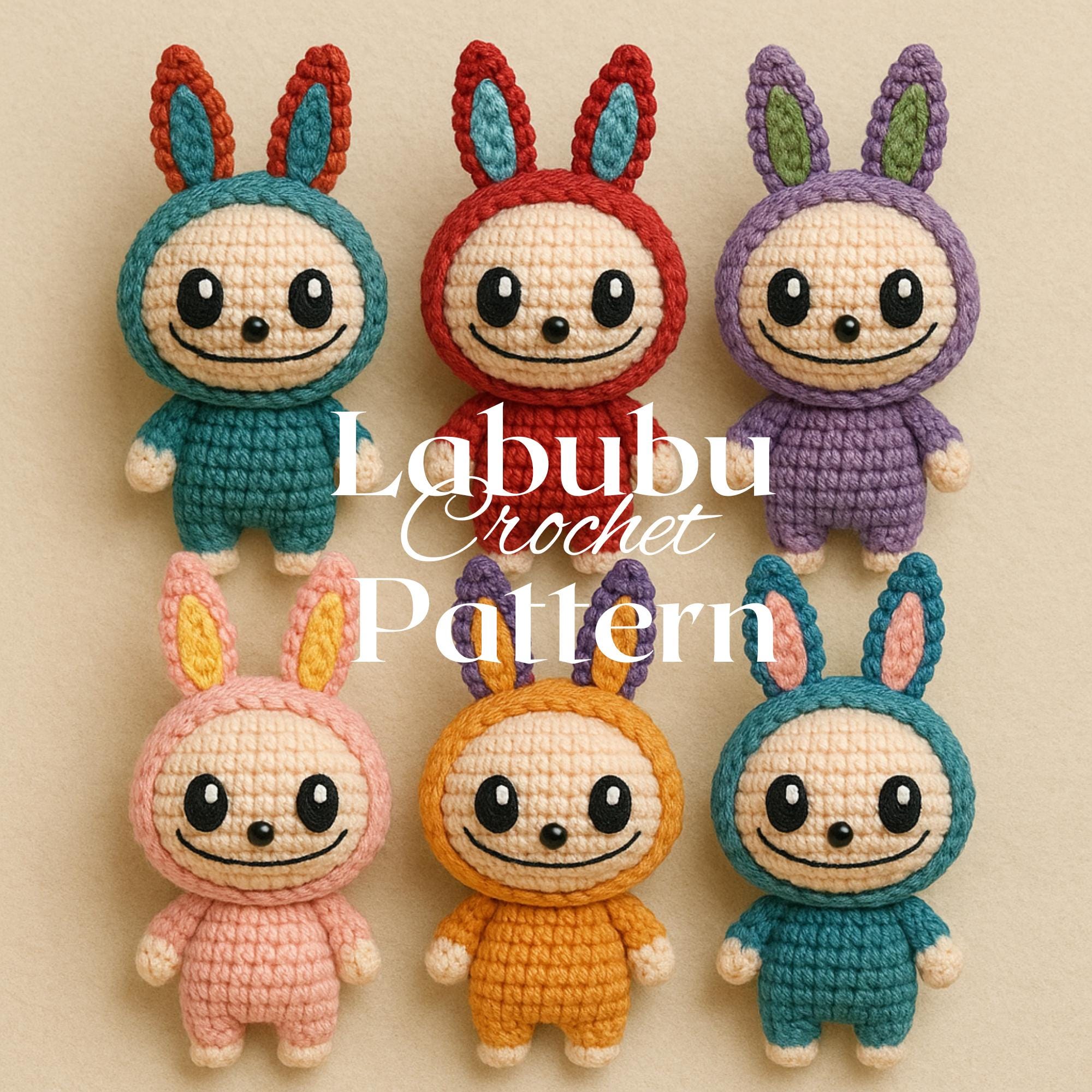 Smiling Bunny Crochet Pattern PDF Tutorial, Labubu Amigurumi Plushies, Creepy Cute Amigurumi Monster Rabbit Toy, Ugly Sweetie Labubu Pattern