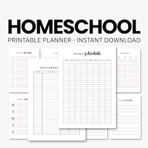 Editable homeschool planner digital, homeschool mom planner, homeschool schedule organizer, homeschool checklist, homeschool calendar