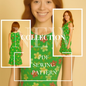 Printable Sewing Pattern - Spring Floral Sleeveless Dress with Ruffle Hem - Easy Women’s Dress PDF