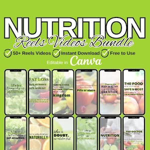Nutrition Coach Instagram Reels Videos | Nutrition Instagram Templates | Nutritionist Reels Templates | Food Blogger | Health Coach | Canva
