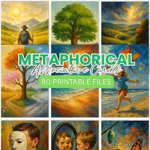Metaphorical Cards, Associative Cards, therapy deck, printable therapy cards, inner work, self-reflection tool,self-discovery, coaching tool
