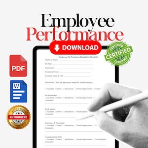 Employee rating form, employee review checklist, Job performance assessment, Performance review, employee evaluation, Employee appraisal