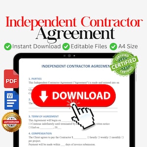Personal contractor agreement, independent contractor contract, subcontractor forms, contractor service, contractor form, freelance contract