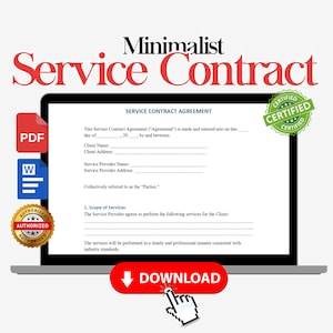 Printable Services Contract Agreement, Service Contract Templates, Service Contract form, Editable Google Docs, Word, PDF, Instant Download