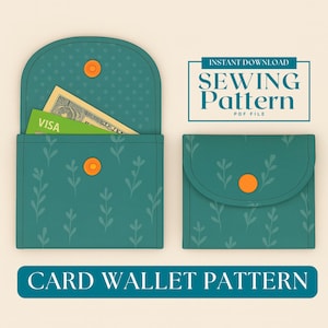 DIY Mini Card Holder Wallet PDF Sewing Pattern, Keychain Wallet pdf Pattern Quick and Easy wallet pattern, ID Wallet Pattern for Beginners