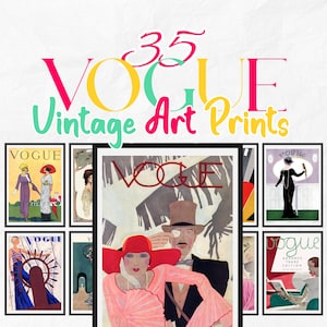 Vintage Vogue-omslagkunstafdrukken – set van 35 digitale downloads – afdrukbaar fashion posterpakket voor verzamelaars