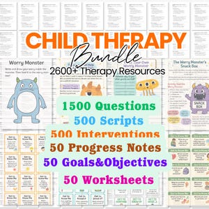 School Therapist Tools, school counselor resources, child counseling worksheets, child therapy bundle, teen therapy scripts, therapy notes