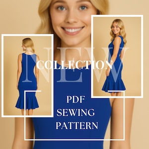 Mermaid Ruffle Hem Dress Instant Download Dress Sewing Pattern | Formal PDF Pattern XXS to 5XL