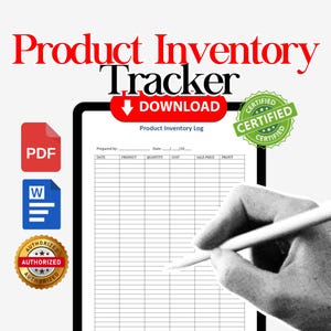 Business Product Inventory List, Inventory Tracker, Inventory Sheet, Inventory Organizer, Inventory Management Form, Printable PDF