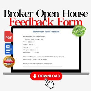 Realtor feedback, broker open house feedback form, real estate agent open house feedback, real estate forms, real estate template