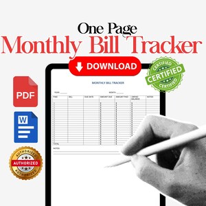 Monthly bill planner, expense tracker, printable bill tracker, budget sheet pdf, monthly budget template, digital finance planner, Download