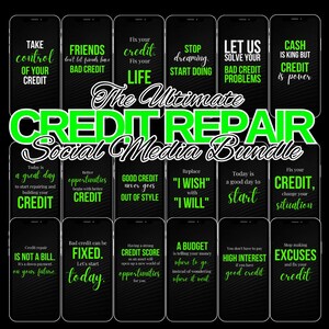 Credit repair bundle, credit repair social media posts, credit repair reels, credit repair flyer,credit repair guide,credit repair instagram