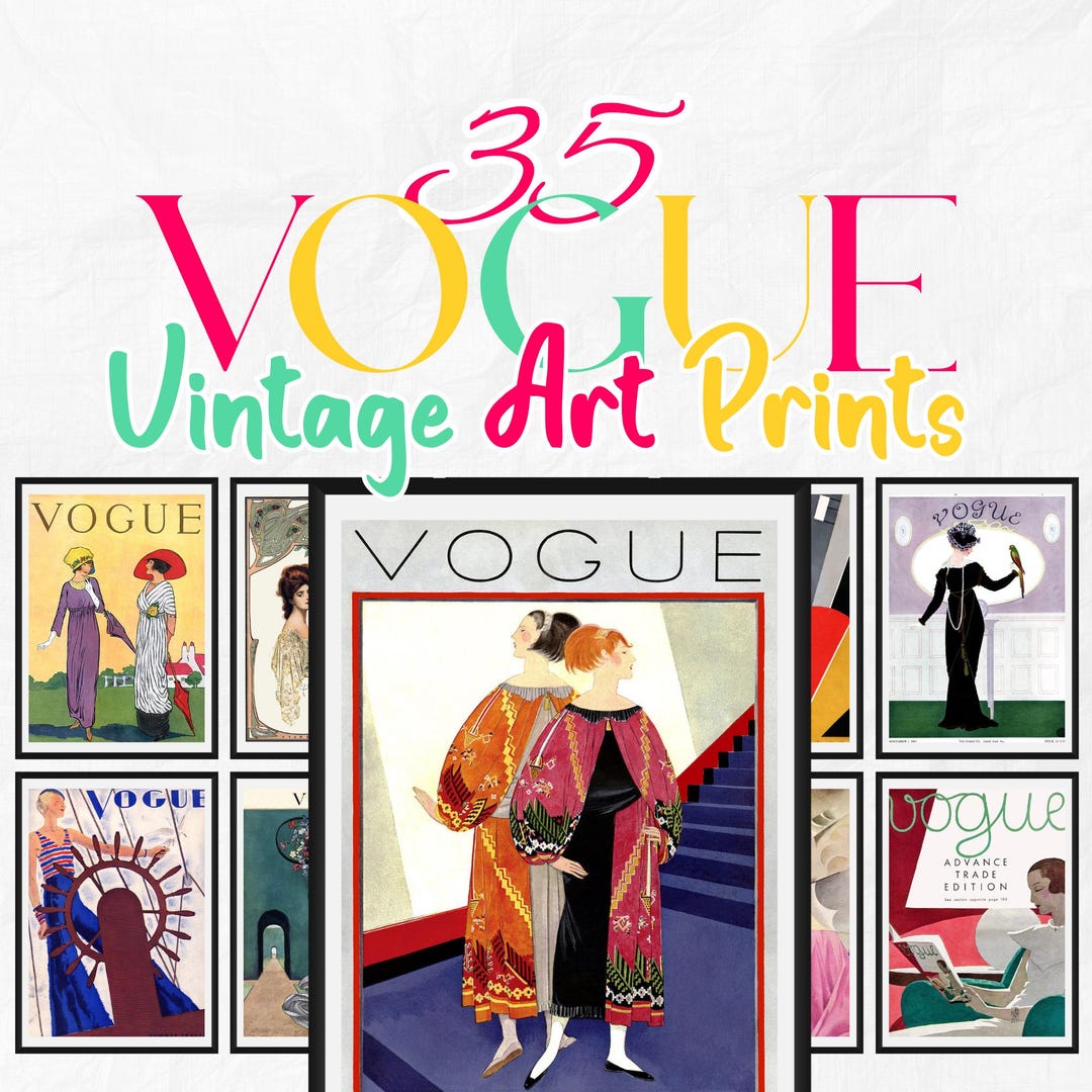 Vogue Vintage Mood Board Kit – 35 Printable Fashion Magazine Covers ...