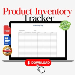 Retail inventory sheet, home inventory list, blank inventory checklist, editable inventory sheet, restaurant inventory logs, printable PDF
