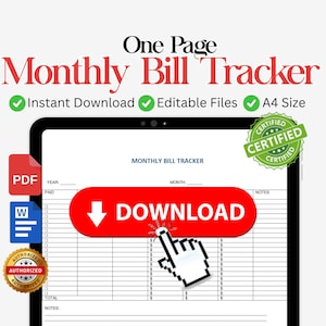 Printable Bill Pay Organizer, Bills Checklist, Monthly Bill Payment Tracker, Bill Payment Checklist Tracker, Bill Tracker, Instant Download