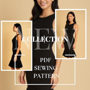 Cocktail Dress Sewing Pattern PDF – Ruffle Hem Mermaid Dress – Wedding Guest Dress XXS–5XL