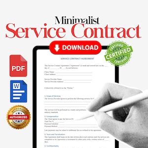 Printable Service Contract Templates, Services Contract Agreement, Service Contract form, Editable Google Docs, Word, PDF, Instant Download