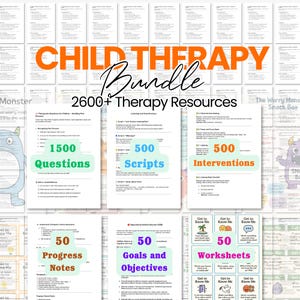 Child counseling worksheets, School counselor resources, school Therapist Tools, child therapy bundle, teen therapy scripts, therapy notes