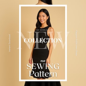 Elegant Fitted Dress PDF Pattern – Mermaid Ruffle Hem – Sewing Pattern XXS to 5XL – Instant Download