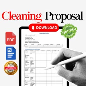 Editable Cleaning Proposal Templates, Business Cleaning Service, Cleaning Service Proposal, Housekeeping, Cleaning Estimate, PDF Download