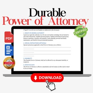 Power of Attorney Templates, Poa Forms, general POA form printable, durable POA document, printable POA form, instant download poa