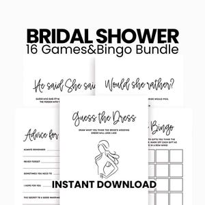 Fun bridal games, bridal party activities, Bridal shower bingo, wedding shower games, Printable bridal shower games bundle, wedding games