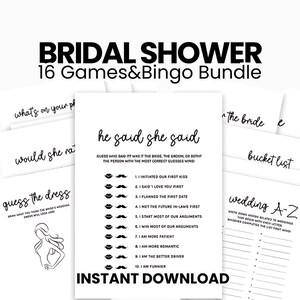 Bridal shower bingo, wedding shower games, Printable bridal shower games bundle, bridal party activities, fun bridal games, wedding games