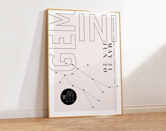 Gemini Zodiac Art Print | Constellation Astrology (Downloadable)