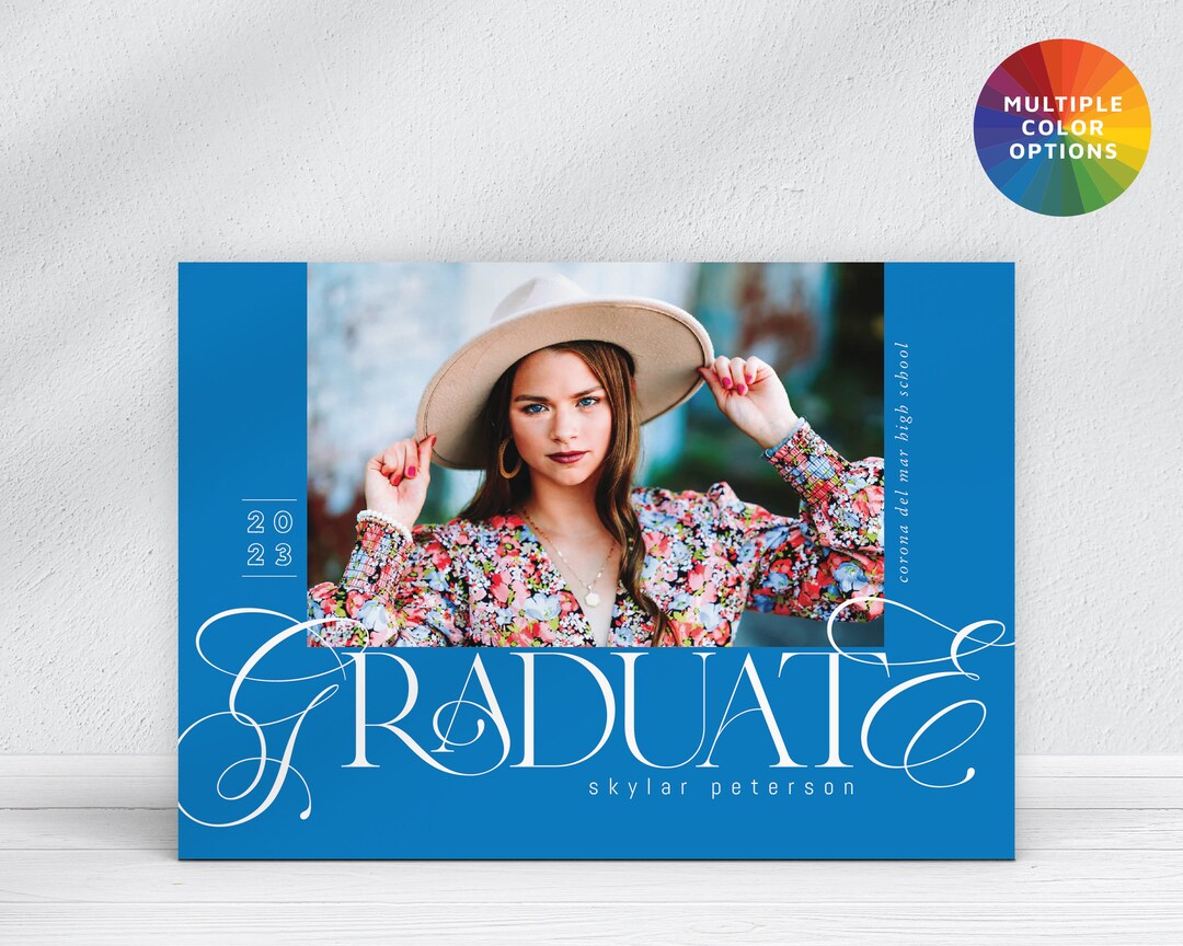 Editable Graduation Invitation Mixed Type Custom Color Etsy