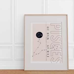 Stampa Pesci / Zodiac Printable Wall Art / Constellation Art / Regalo coppie o bambini / Scaricabile / Mese di nascita astrologico