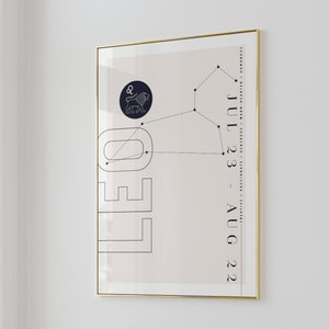 Leo Print | Sternzeichen Druckbare Wandkunst | Sternbild Kunst | Pärchen oder Baby Geschenk | Herunterladbare | Astrologie Geburtsmonat