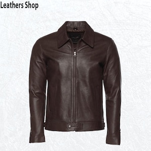 Handmade Lambskin Leather Jacket - Dark Brown - S to 6X