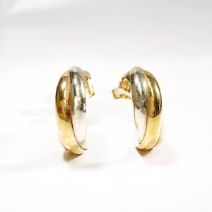 Vintage 18k gold 3 golds trinity hoop earrings