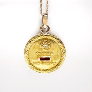 Vintage 18k Gold Augis Love Medal: Ruby Diamond Accent