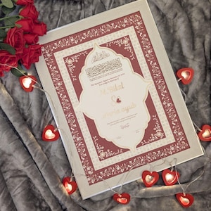 Premium Quality Luxury Nikkah Certificate A4 and A3 Size Islamic Contract Signable Personalised with Dua and Quran Verse - Love Journey