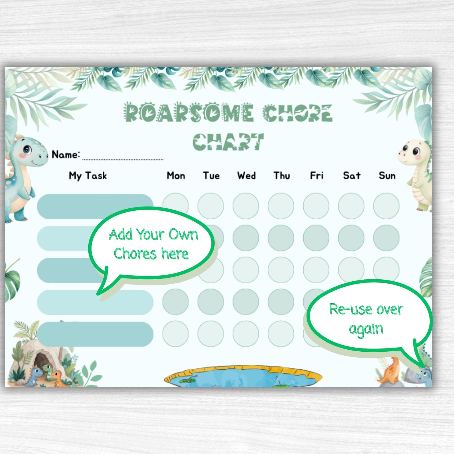 Dinosaur Reward Chart for Kids | Printable Chore Chart (PDF Download ...