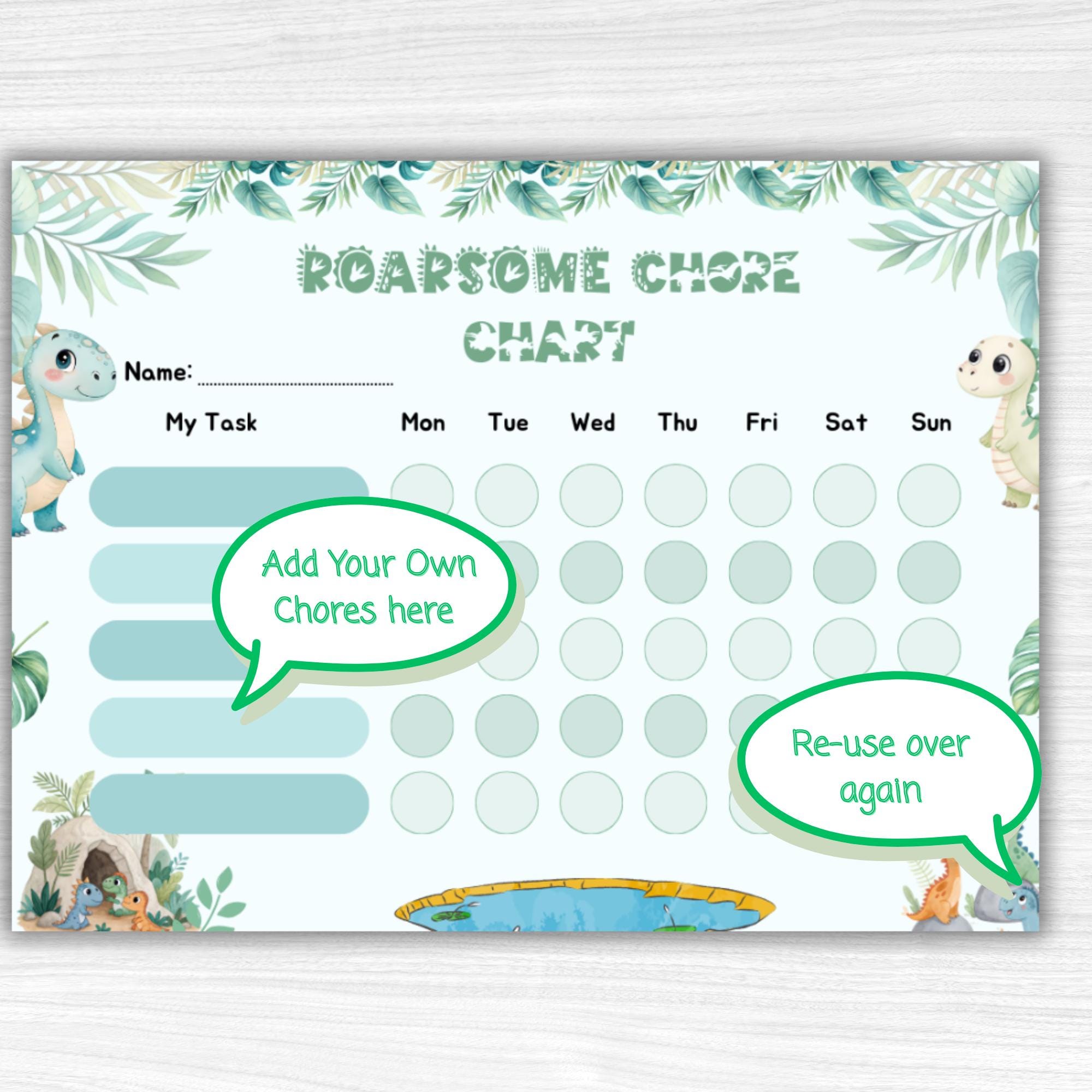 Dinosaur Reward Chart for Kids | Printable Chore Chart (PDF Download ...