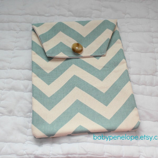 Clearance*** Diaper and Wipes Case Holder - Chevron Blue and Cream- Ready to Ship