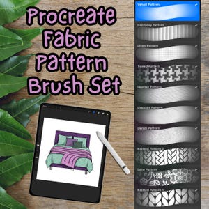 10 brosses de texture de motif de tissu Procreate, tricot denim, lin tweed velours côtelé, dentelle Brosses de tissu Procreate vêtements Procreate texture